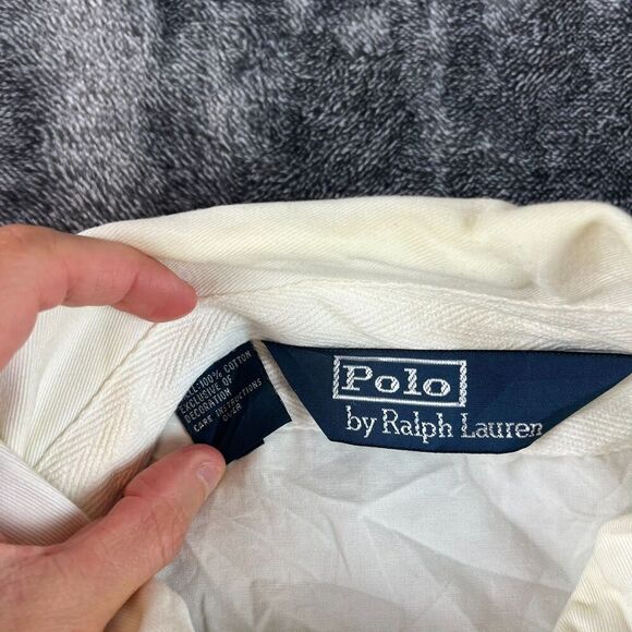 Vtg Polo Ralph Lauren Big Pony Flag Patch Full Zip Jacket Men's L White *Read - Picture 6 of 16